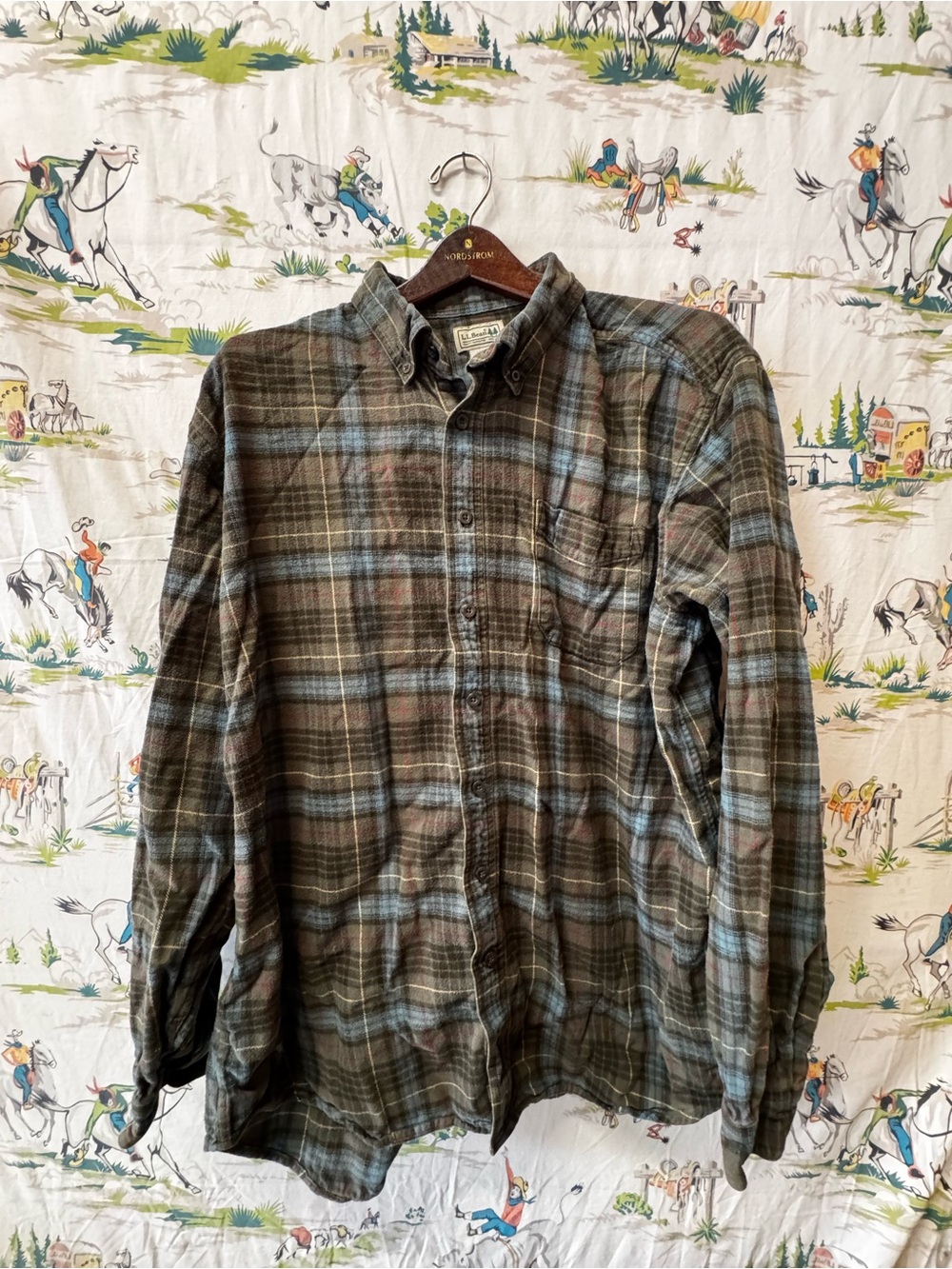 Vintage L.L.Bean Plaid Button-Down Shirt - Brown & Blue- size XLT